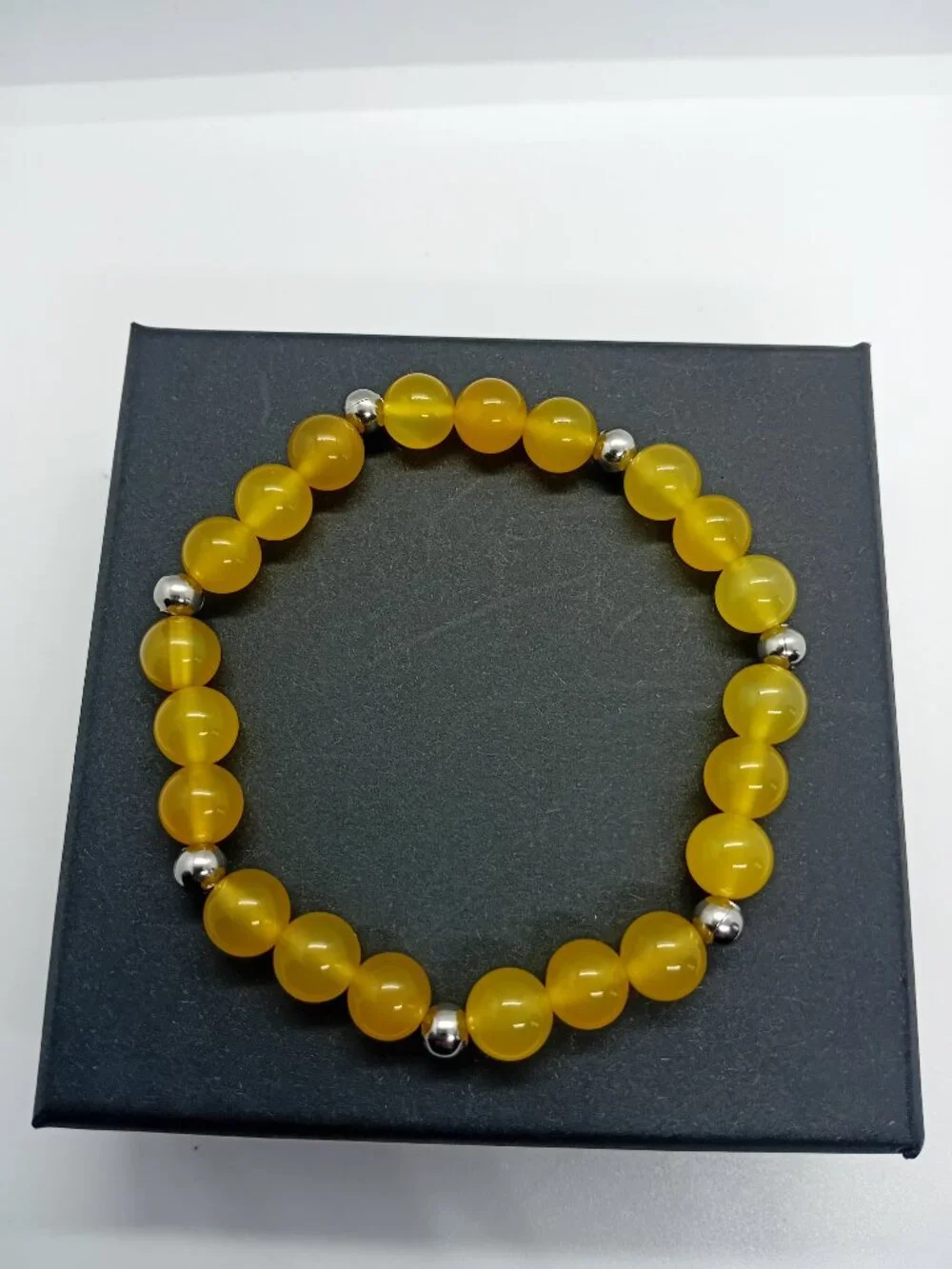 Yellow Agate Stretch Bracelet 304 Stainless Steel | Confidence Success Energy
